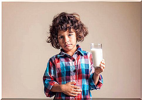 Child having stomach pain after drinking milk.