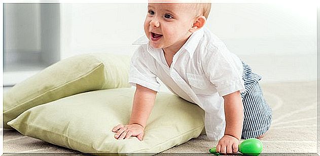 baby crawling and laughing