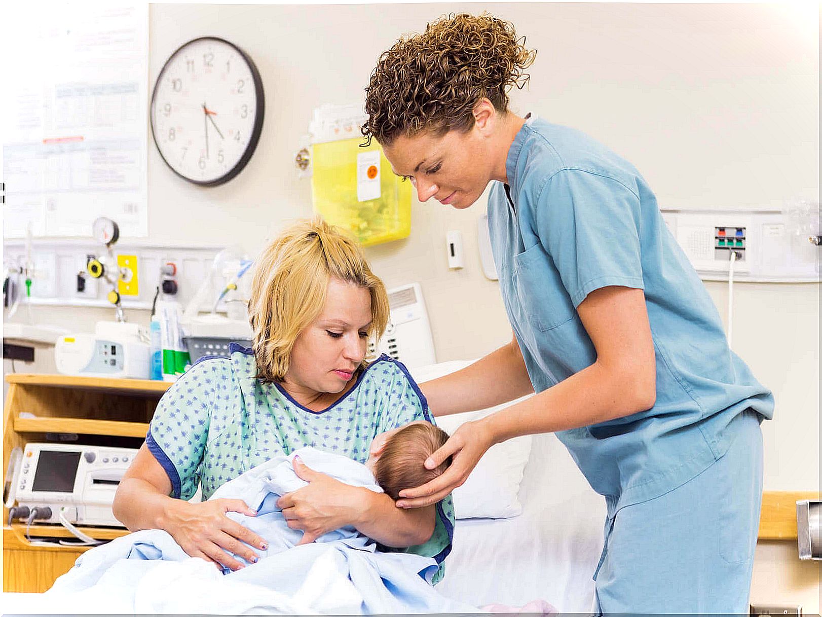 midwife helps a mom