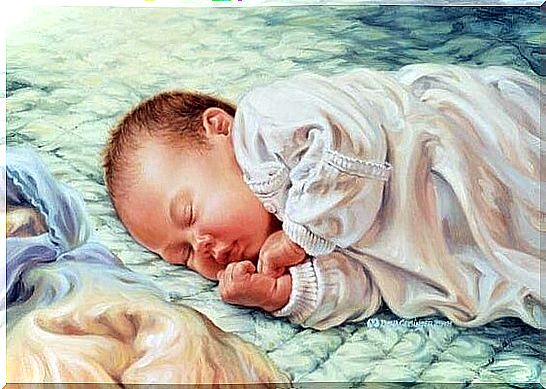 Drawing of sleeping newborn