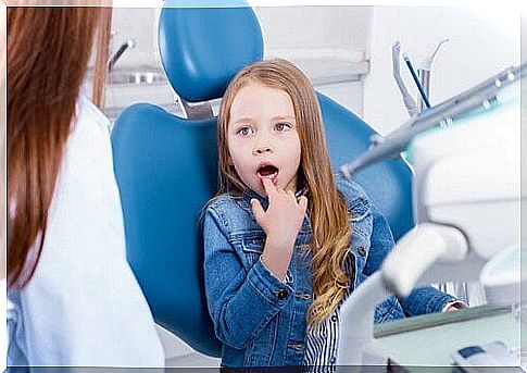Little girl at the dentist.